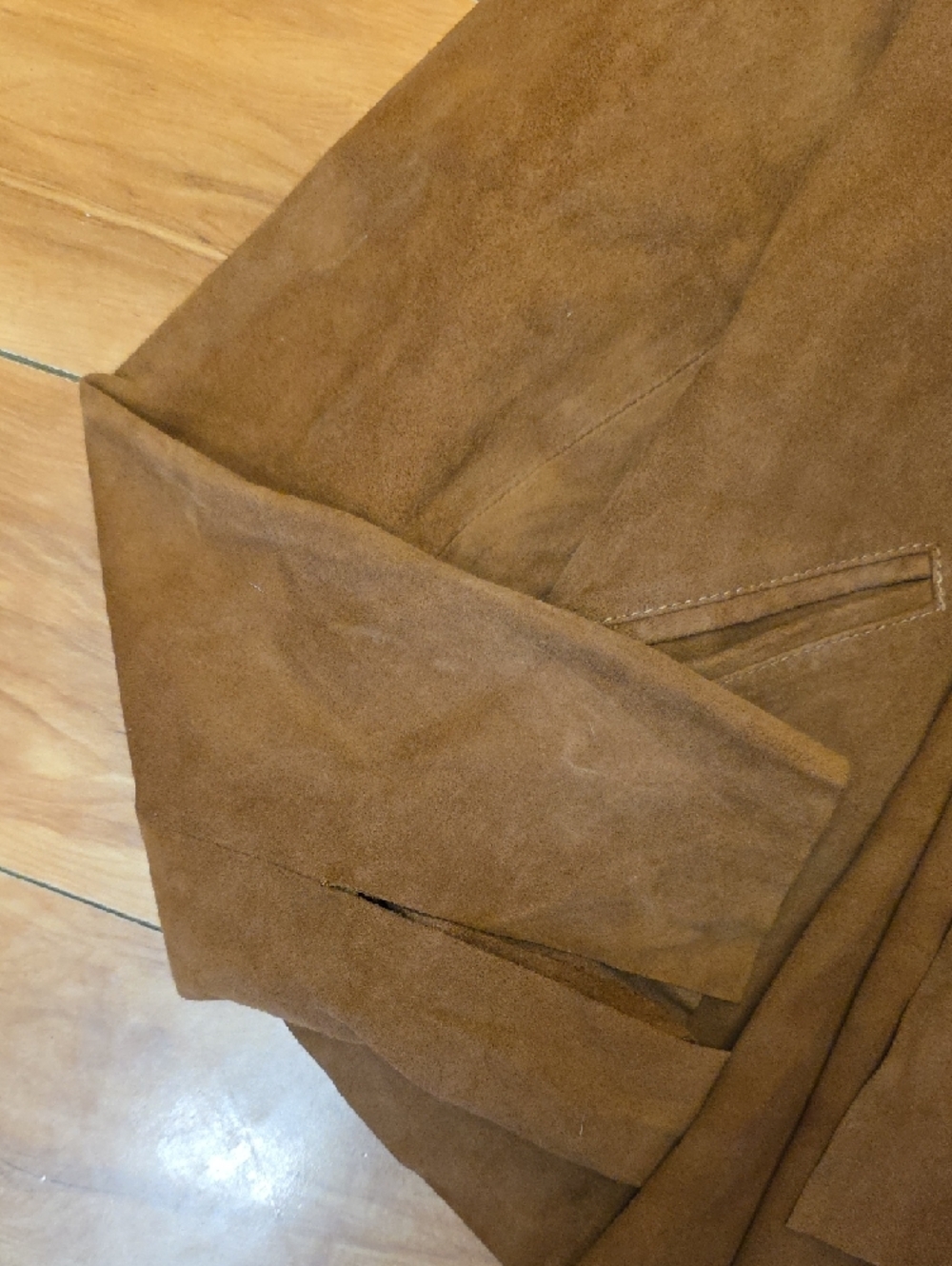 INC 100% Leather Size LG Draped Waterfall Long Sleeve Cardigan Jacket Pockets - Picture 7 of 11